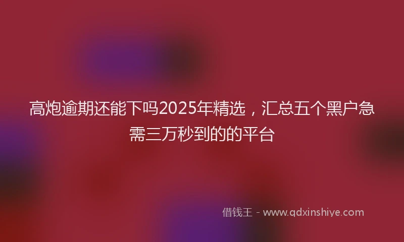 高炮逾期还能下吗2025年精选，汇总五个黑户急需三万秒到的的平台