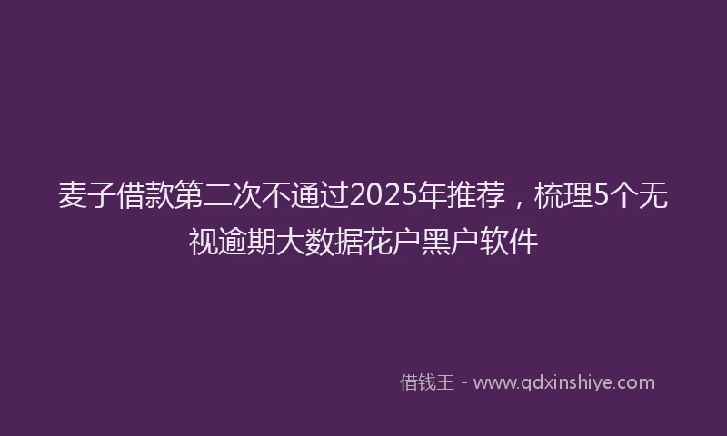 麦子借款第二次不通过2025年推荐，梳理5个无视逾期大数据花户黑户软件