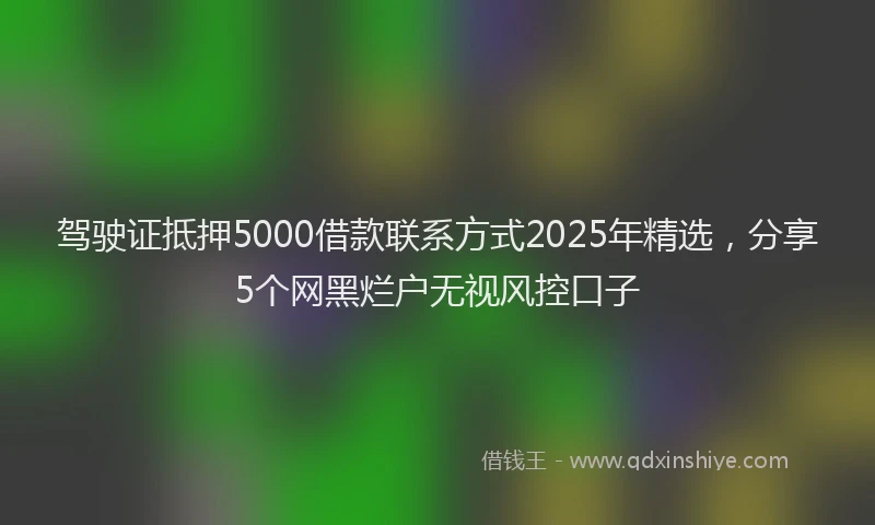 驾驶证抵押5000借款联系方式2025年精选，分享5个网黑烂户无视风控口子
