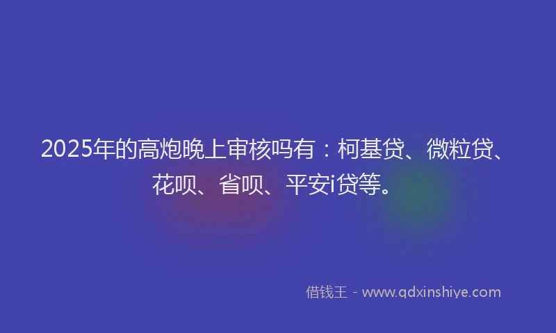 2025年的高炮晚上审核吗有：柯基贷、微粒贷、花呗、省呗、平安i贷等。