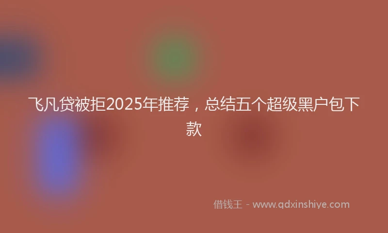 飞凡贷被拒2025年推荐，总结五个超级黑户包下款