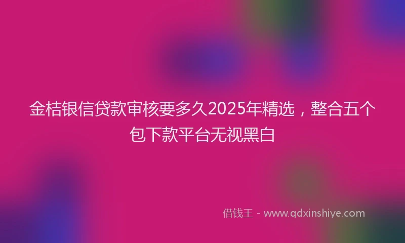 金桔银信贷款审核要多久2025年精选，整合五个包下款平台无视黑白