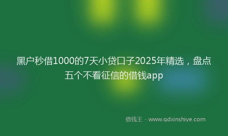 黑户秒借1000的7天小贷口子2025年精选，盘点五个不看征信的借钱app