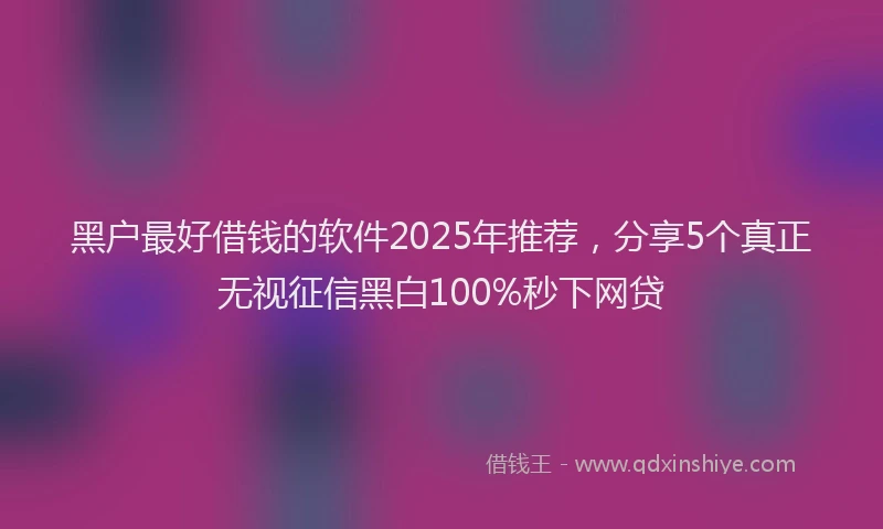 黑户最好借钱的软件2025年推荐，分享5个真正无视征信黑白100%秒下网贷