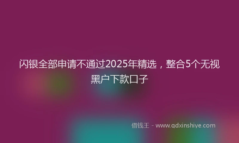 闪银全部申请不通过2025年精选，整合5个无视黑户下款口子