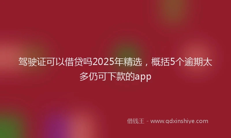 驾驶证可以借贷吗2025年精选，概括5个逾期太多仍可下款的app