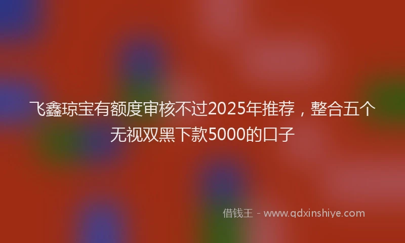 飞鑫琼宝有额度审核不过2025年推荐，整合五个无视双黑下款5000的口子