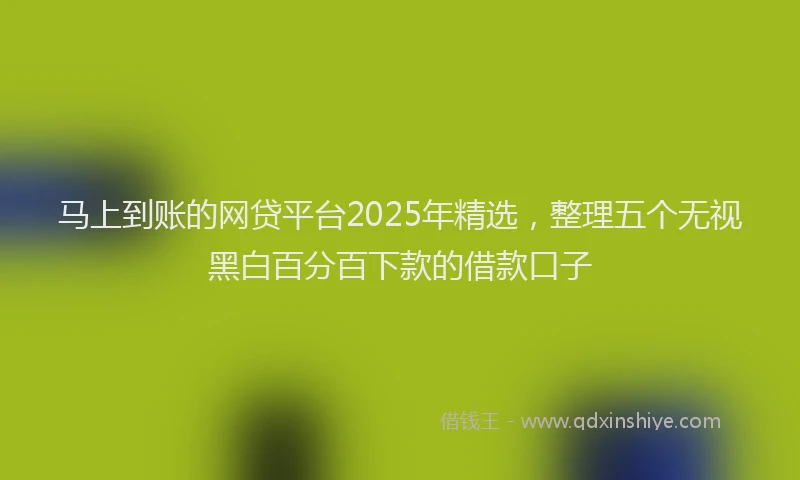 马上到账的网贷平台2025年精选，整理五个无视黑白百分百下款的借款口子