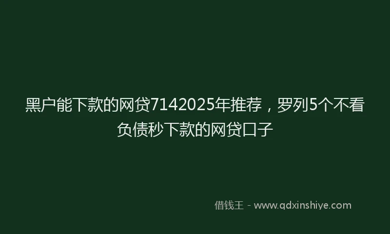 黑户能下款的网贷7142025年推荐，罗列5个不看负债秒下款的网贷口子