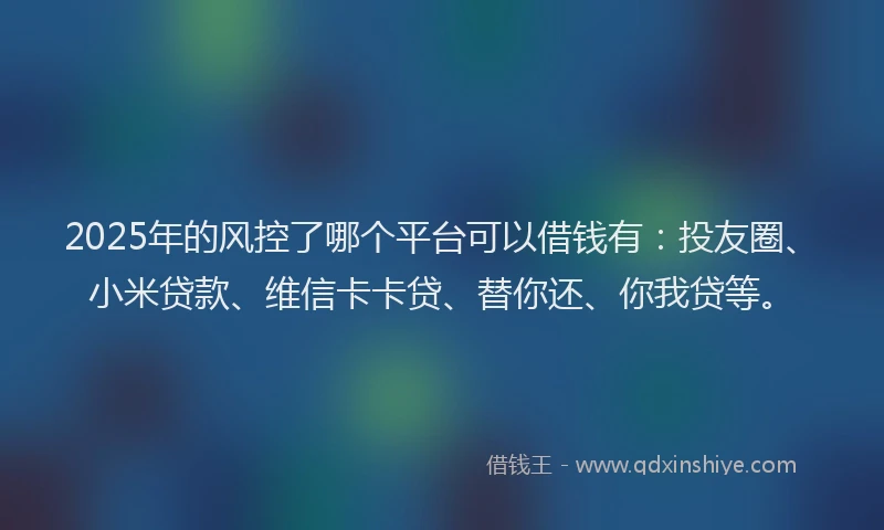 2025年的风控了哪个平台可以借钱有：投友圈、小米贷款、维信卡卡贷、替你还、你我贷等。