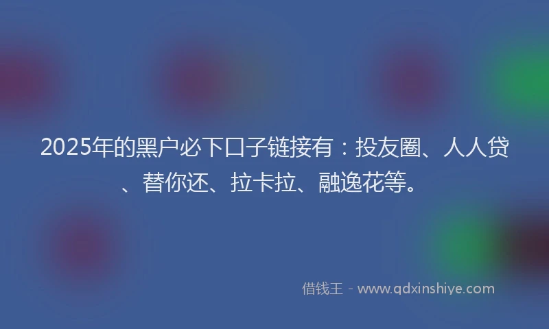 2025年的黑户必下口子链接有：投友圈、人人贷、替你还、拉卡拉、融逸花等。