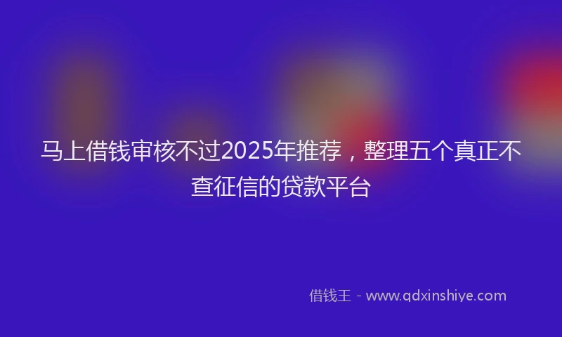 马上借钱审核不过2025年推荐，整理五个真正不查征信的贷款平台