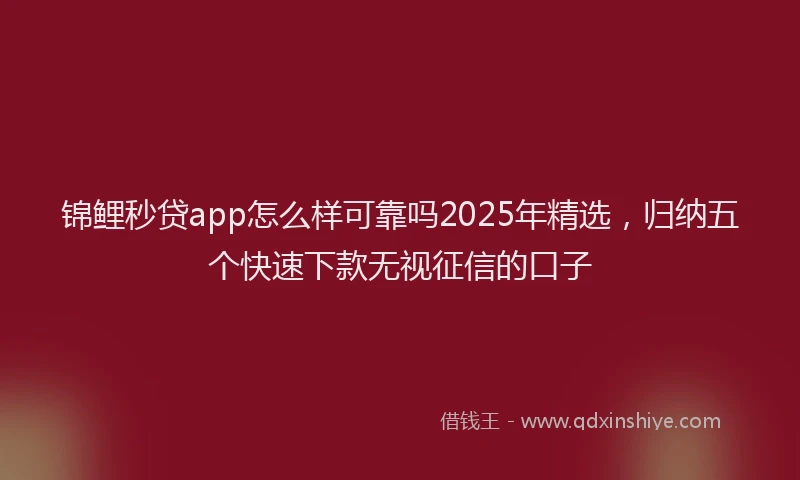 锦鲤秒贷app怎么样可靠吗2025年精选，归纳五个快速下款无视征信的口子