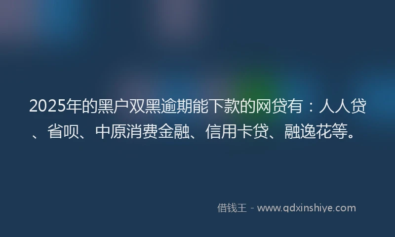 2025年的黑户双黑逾期能下款的网贷有：人人贷、省呗、中原消费金融、信用卡贷、融逸花等。