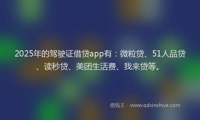 2025年的驾驶证借贷app有：微粒贷、51人品贷、读秒贷、美团生活费、我来贷等。