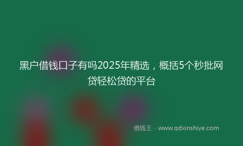 黑户借钱口子有吗2025年精选，概括5个秒批网贷轻松贷的平台