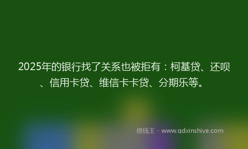 2025年的银行找了关系也被拒有：柯基贷、还呗、信用卡贷、维信卡卡贷、分期乐等。