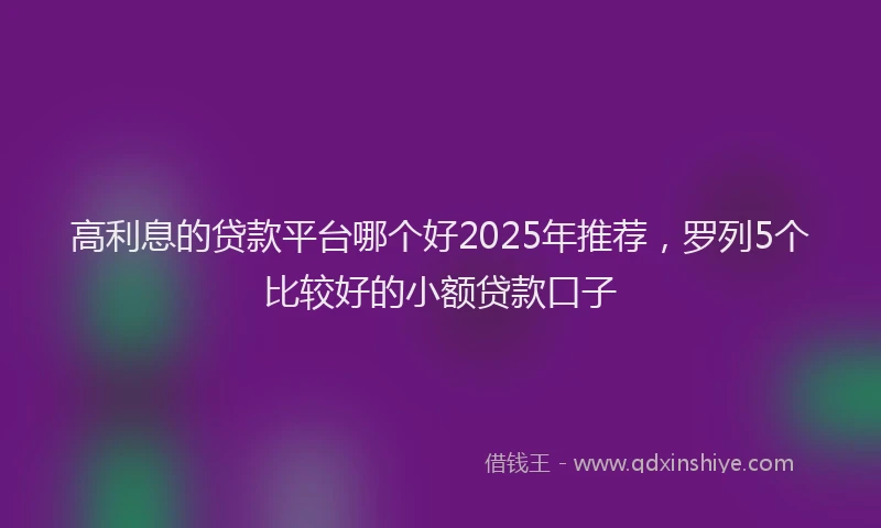 高利息的贷款平台哪个好2025年推荐，罗列5个比较好的小额贷款口子