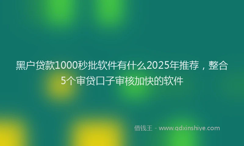 黑户贷款1000秒批软件有什么2025年推荐，整合5个审贷口子审核加快的软件
