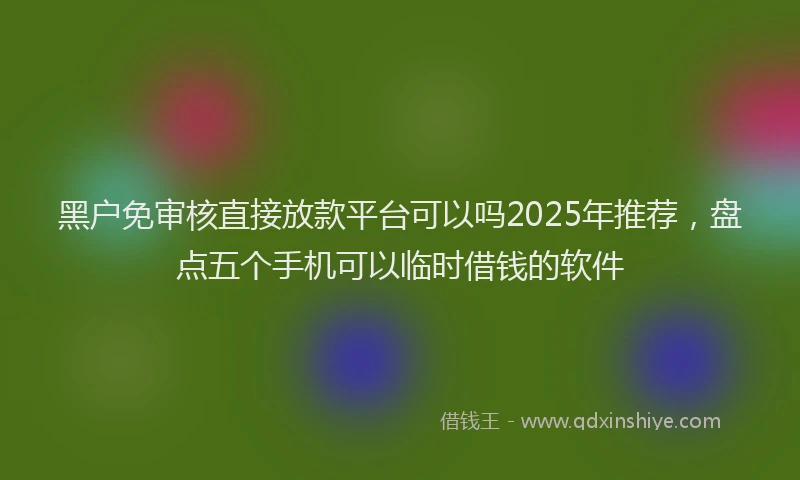 黑户免审核直接放款平台可以吗2025年推荐，盘点五个手机可以临时借钱的软件