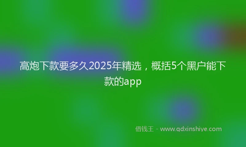 高炮下款要多久2025年精选，概括5个黑户能下款的app