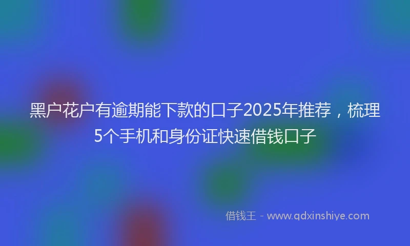 黑户花户有逾期能下款的口子2025年推荐，梳理5个手机和身份证快速借钱口子