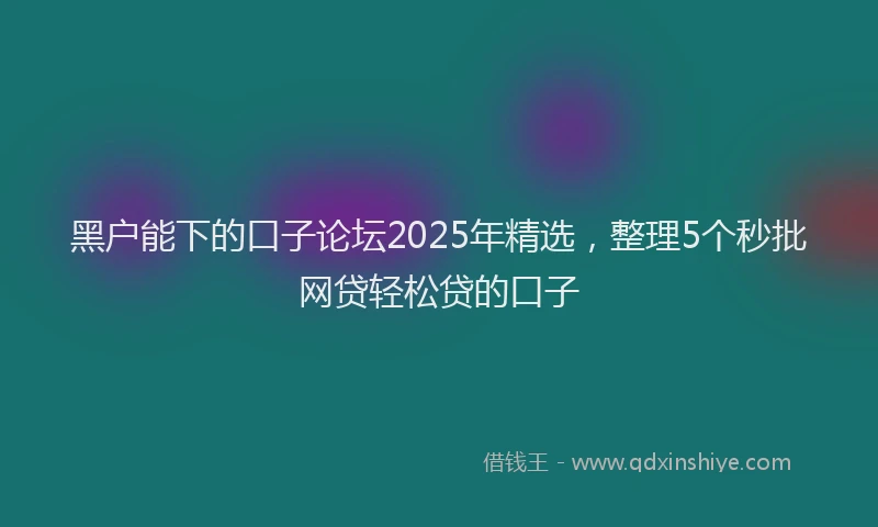 黑户能下的口子论坛2025年精选，整理5个秒批网贷轻松贷的口子