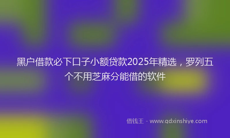 黑户借款必下口子小额贷款2025年精选，罗列五个不用芝麻分能借的软件