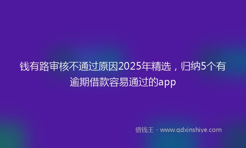 钱有路审核不通过原因2025年精选，归纳5个有逾期借款容易通过的app