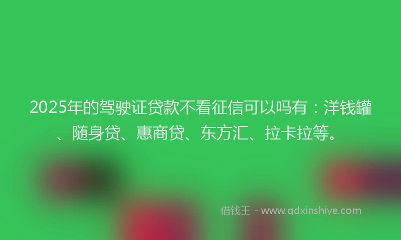 2025年的驾驶证贷款不看征信可以吗有：洋钱罐、随身贷、惠商贷、东方汇、拉卡拉等。