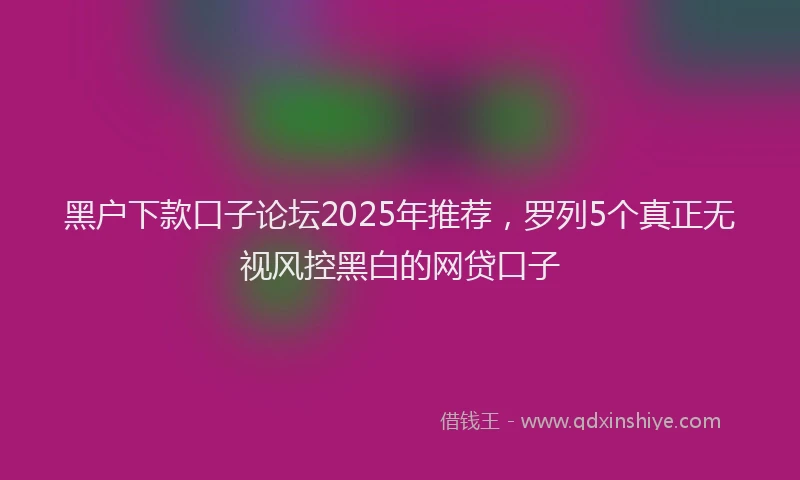 黑户下款口子论坛2025年推荐，罗列5个真正无视风控黑白的网贷口子