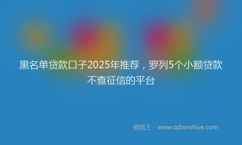 黑名单贷款口子2025年推荐，罗列5个小额贷款不查征信的平台