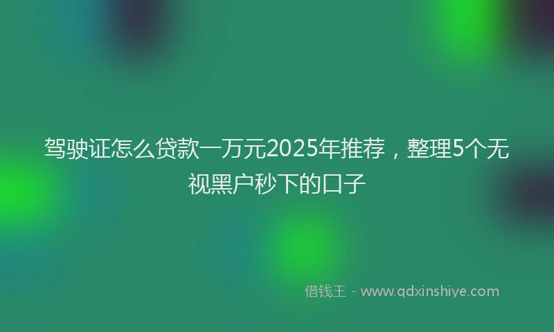 驾驶证怎么贷款一万元2025年推荐，整理5个无视黑户秒下的口子