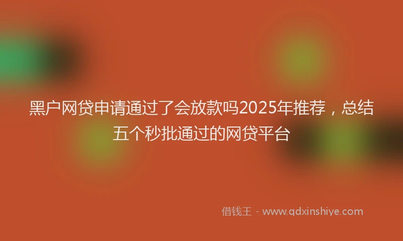 黑户网贷申请通过了会放款吗2025年推荐，总结五个秒批通过的网贷平台