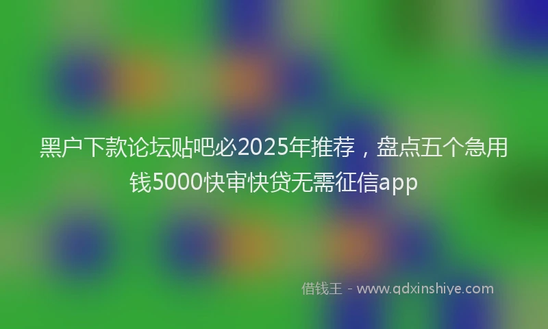 黑户下款论坛贴吧必2025年推荐，盘点五个急用钱5000快审快贷无需征信app