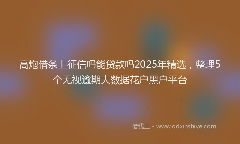 高炮借条上征信吗能贷款吗2025年精选，整理5个无视逾期大数据花户黑户平台