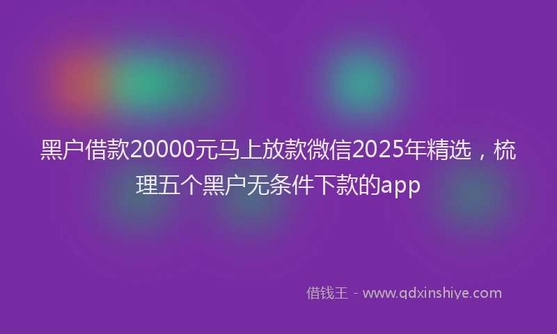 黑户借款20000元马上放款微信2025年精选，梳理五个黑户无条件下款的app