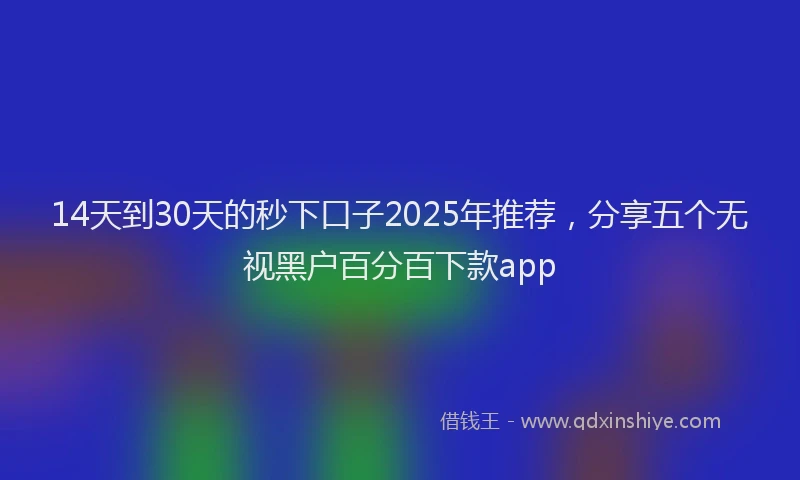 14天到30天的秒下口子2025年推荐，分享五个无视黑户百分百下款app