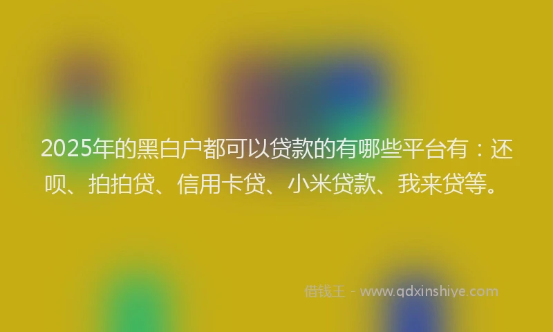 2025年的黑白户都可以贷款的有哪些平台有：还呗、拍拍贷、信用卡贷、小米贷款、我来贷等。