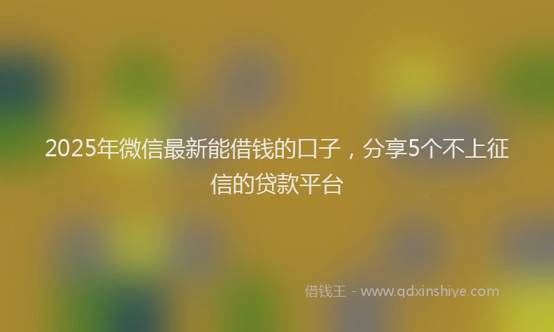 2025年微信最新能借钱的口子，分享5个不上征信的贷款平台