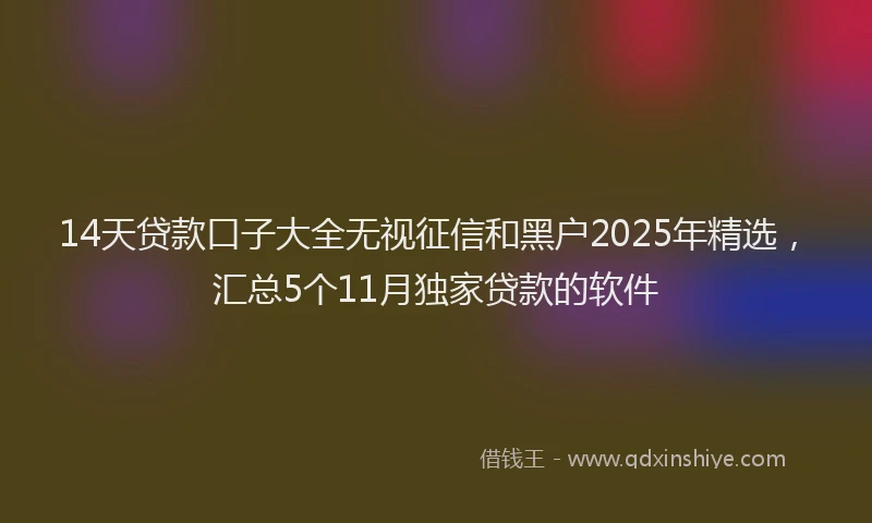 14天贷款口子大全无视征信和黑户2025年精选，汇总5个11月独家贷款的软件