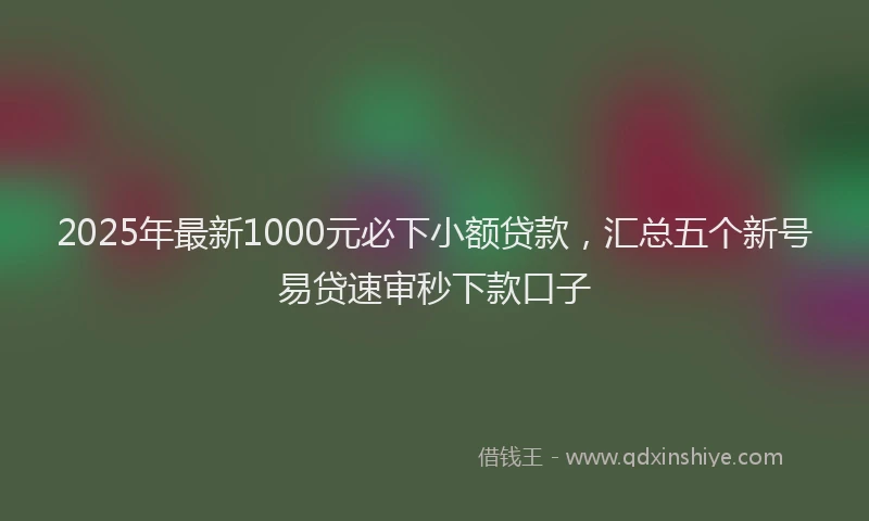 2025年最新1000元必下小额贷款，汇总五个新号易贷速审秒下款口子