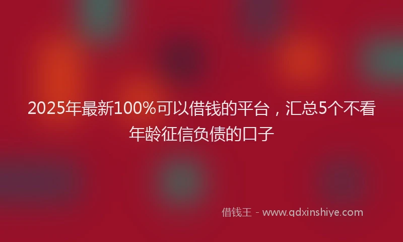 2025年最新100%可以借钱的平台，汇总5个不看年龄征信负债的口子