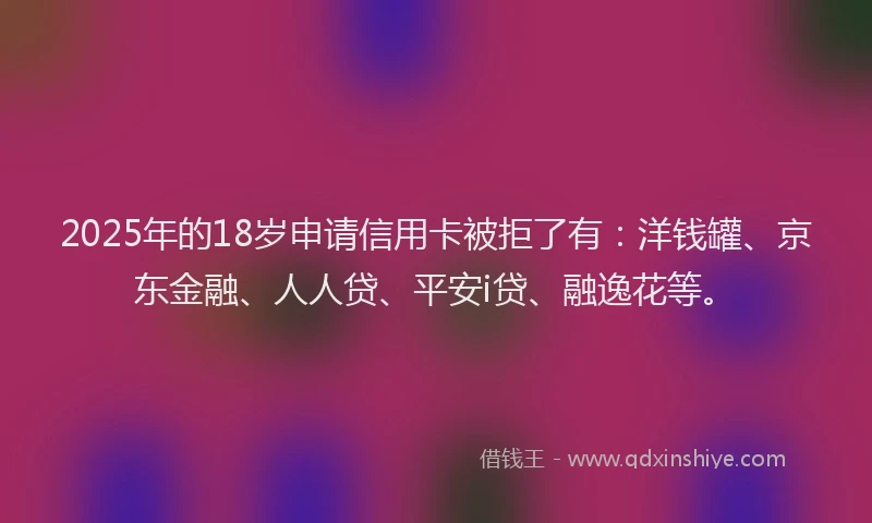 2025年的18岁申请信用卡被拒了有：洋钱罐、京东金融、人人贷、平安i贷、融逸花等。