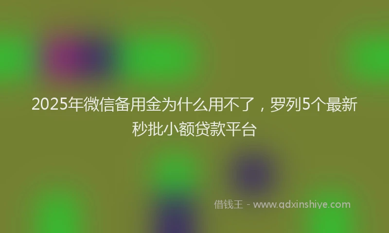 2025年微信备用金为什么用不了，罗列5个最新秒批小额贷款平台