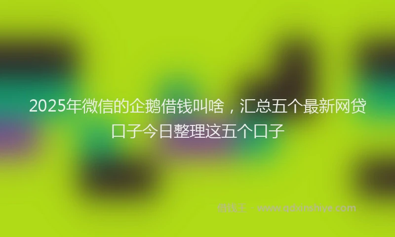 2025年微信的企鹅借钱叫啥，汇总五个最新网贷口子今日整理这五个口子