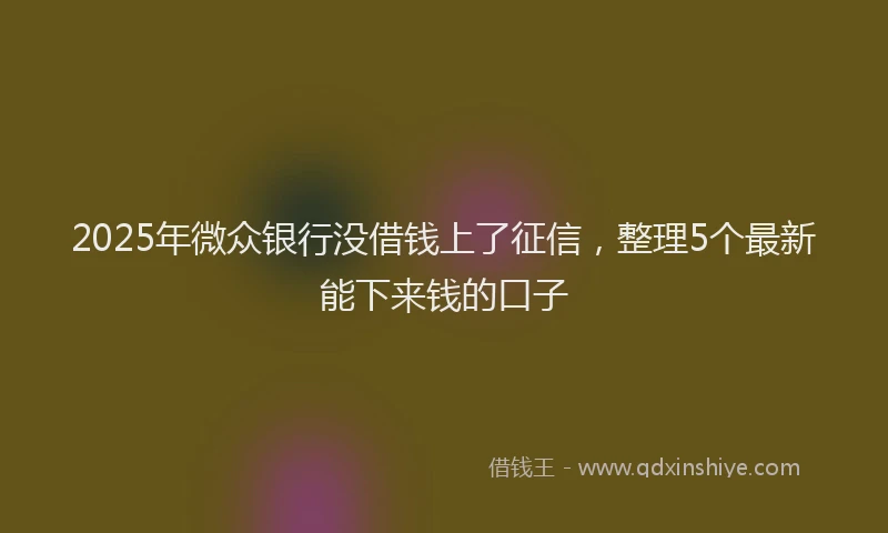 2025年微众银行没借钱上了征信，整理5个最新能下来钱的口子