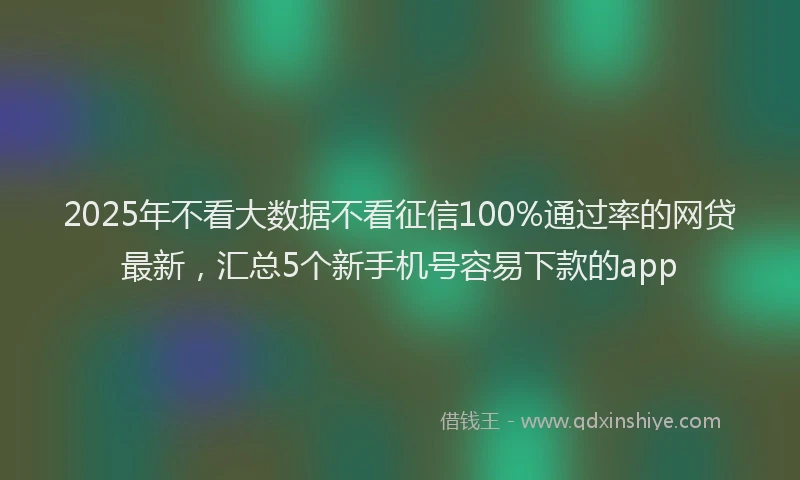 2025年不看大数据不看征信100%通过率的网贷最新，汇总5个新手机号容易下款的app