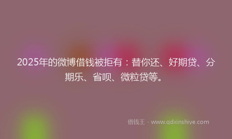 2025年的微博借钱被拒有：替你还、好期贷、分期乐、省呗、微粒贷等。