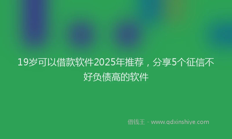 19岁可以借款软件2025年推荐，分享5个征信不好负债高的软件